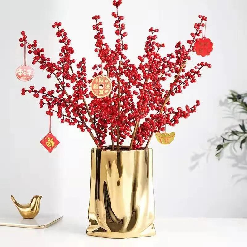 Silver Cloth Bag Ceramic Vase Folded Flower Pot Straight Tube Pleated Stacked Flowerpot Flower Vases Terrarium Home Decoration