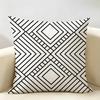 Black White Minimal Lines Cushion Cover Durable Hypoallergenic Organic Linen Short Pillow Cover Washable