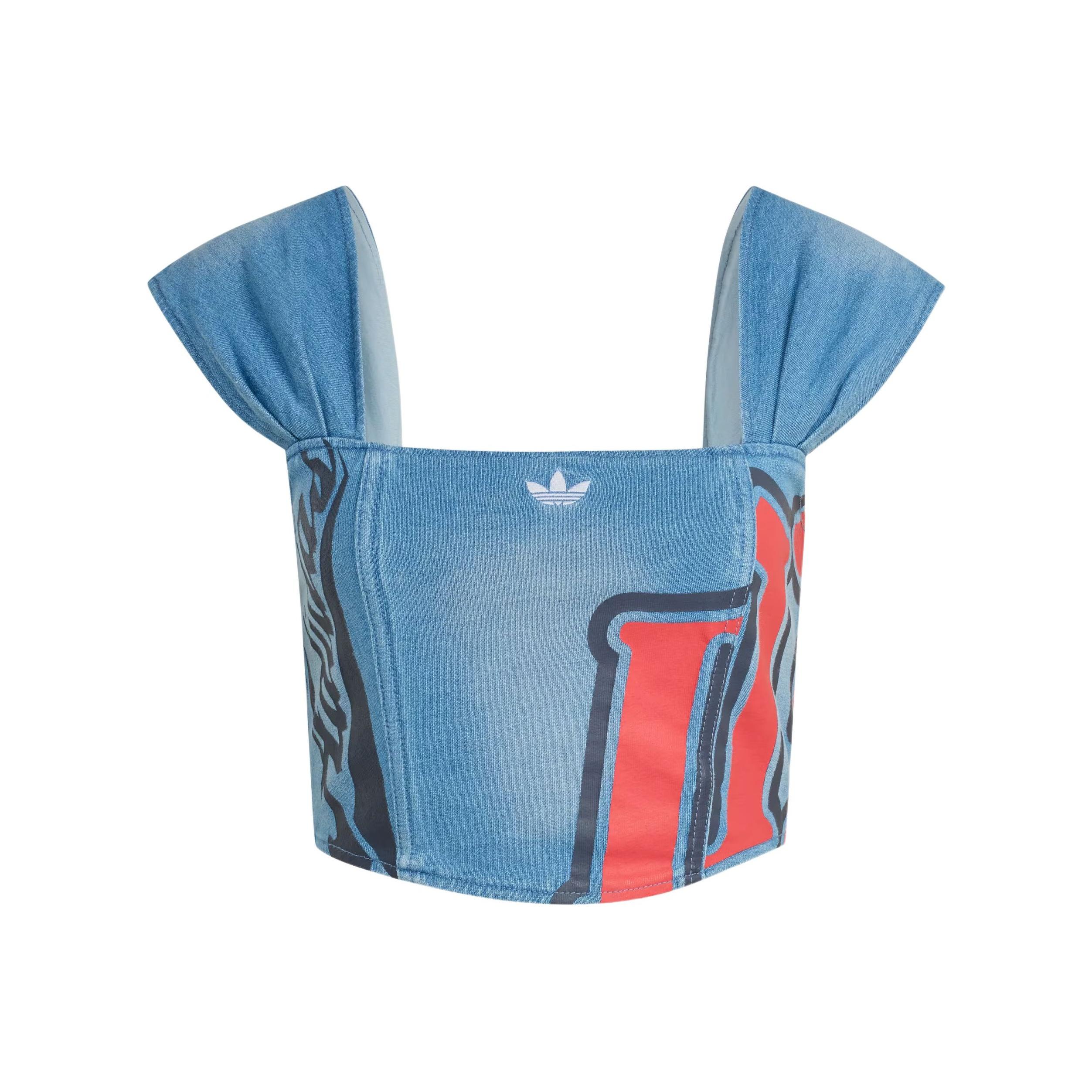 adidas Originals Denim Coursage Crop Top Light Denim Women KC6275 36