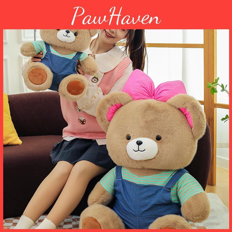 Plush Bowknot Bear Toy Cute Cartoon Girl Child Bedroom Decoration Scene Doll