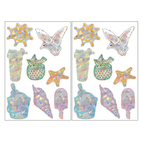 

2 Sheets Flowers Window Clings to Prevent Bird Strikes Anti-Collision Static Window Decals Iridescent Prism Decorative Window Sticker for Home B