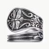 Vintage Butterfly Dragonfly Sunflower Pattern Adjustable Ring Women Simple Creative Party Personalized Jewelry Accessories