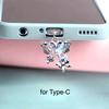 1Pc  Butterfly With Artificial Diamonds Accessory Decoration For Phone Type-C Port Mobile Phone Dust Plug Pendant