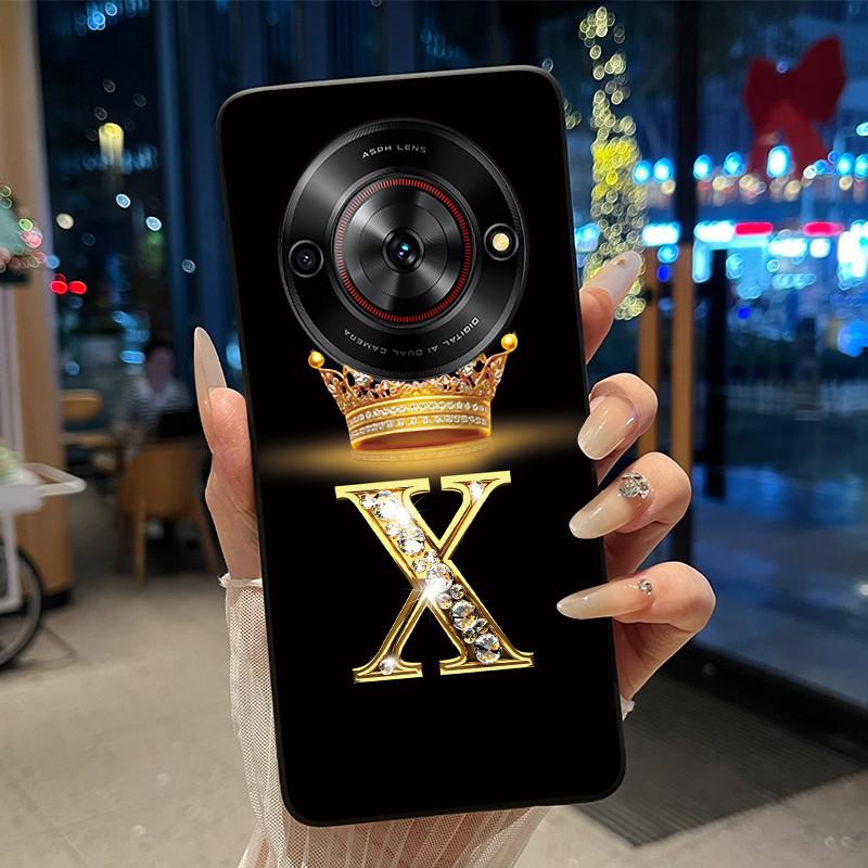 Shockproof Soft Phone Case For ZTE Blade A75 5G/ Nubia Focus 5G Bright Color and Attractive Crown Letter Pattern Casing