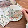 Jin Zhixing French Floral Ceramic Coffee Cup & Saucer Set
