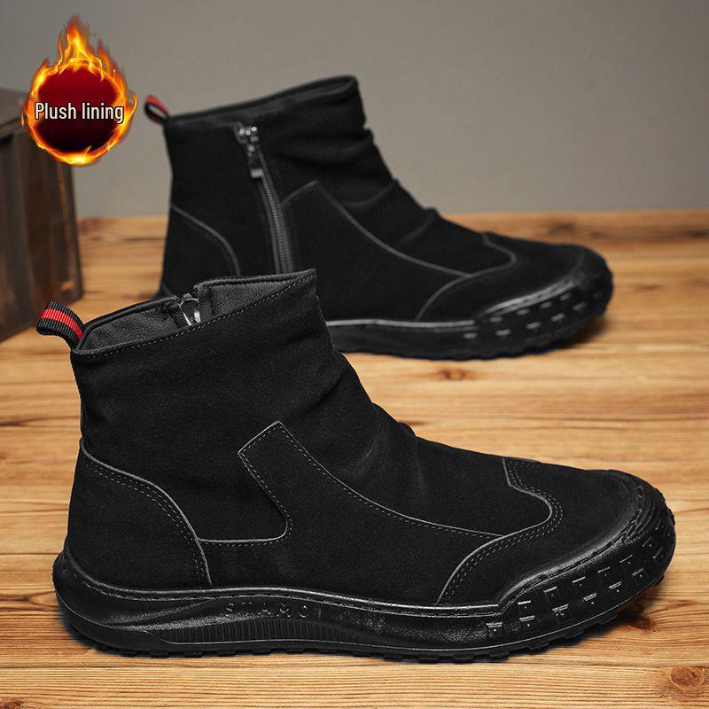 Men's 2025 Autumn Black High-Top Safety Leather Boots - Dirt-Resistant, Non-Slip, Versatile Work Shoes