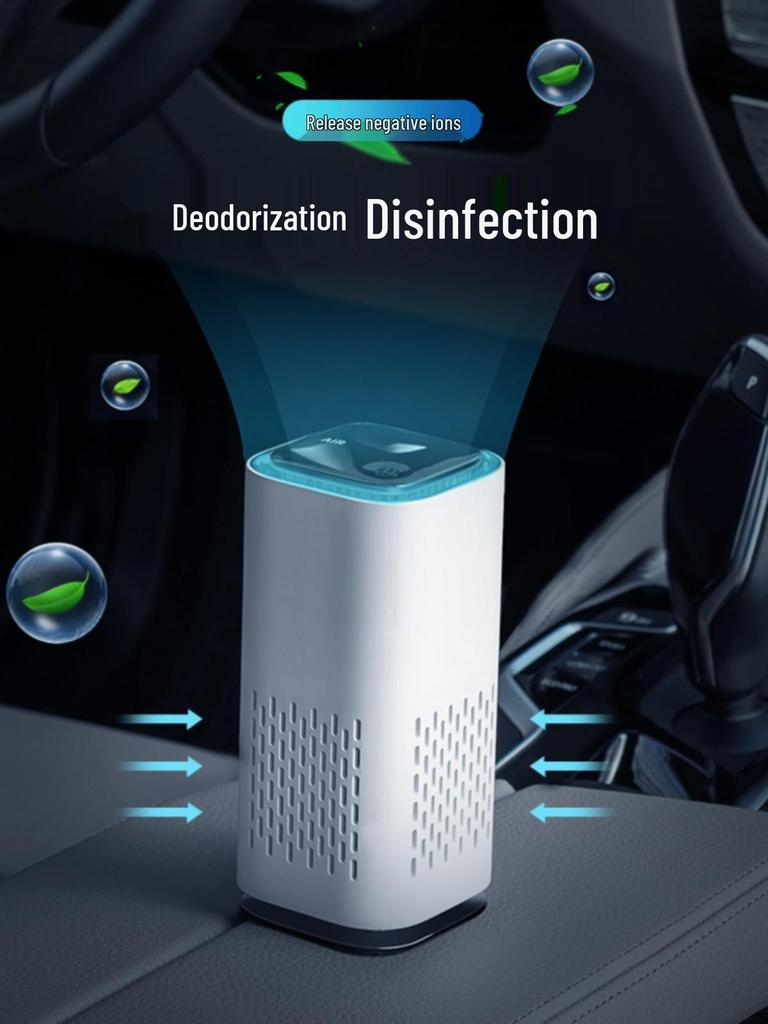 Silent Negative Ion Car & Office Air Purifier - Eliminates Odors & Smoke