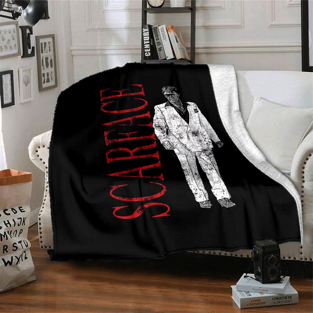 1pc Scarface Soft Flannel All Season Throw for Home, Office, Outdoor UseDurable Comfort Soft Warm Throw for Home