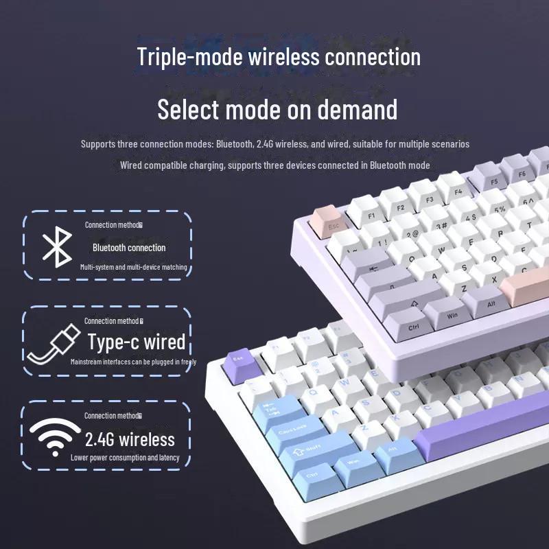 Xinmeng X98ProV2 RGB Tri-Mode Bluetooth Mechanical Keyboard: Full-Key Hot-Swappable Gaming Keyboard