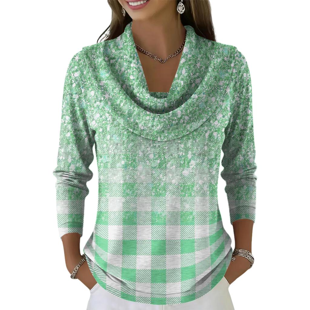 Dámský ležérní a módní svetr s dlouhým rukávem a potiskem, kulatým výstřihem