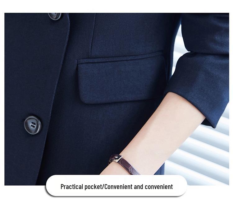 Damen Schwarzer Zweireihiger Slim-Fit Blazer - Mittellanger Lässiger Trenchcoat für Herbst/Winter 2025.