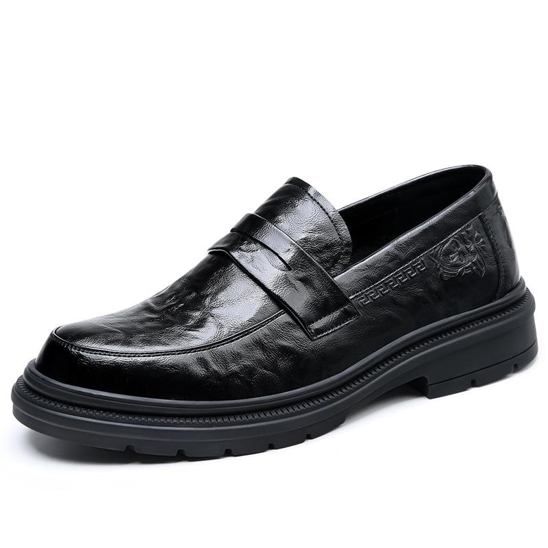 Men's leather shoes spring new soft-soled foot cover dress business breathable heightening leather casual groom wedding shoes men