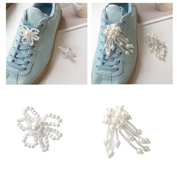2Pcs Pearls Embellished Shoe Buckles Clips Easy Installation Footwear Decorations Accessories For Women Sneakers Sandals
