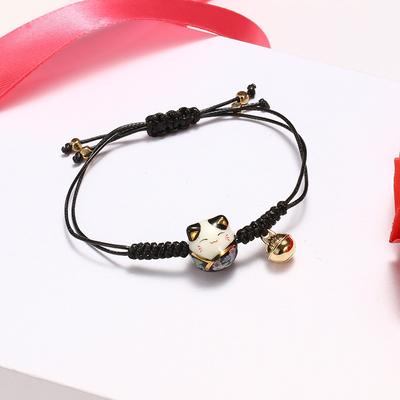 Accessories Lovers Bell Braided Rope Transfer Lucky Ceramics Cat Fashion Jewelry Zodiac Hand Rope Red Rope Bracelet Women Gifts