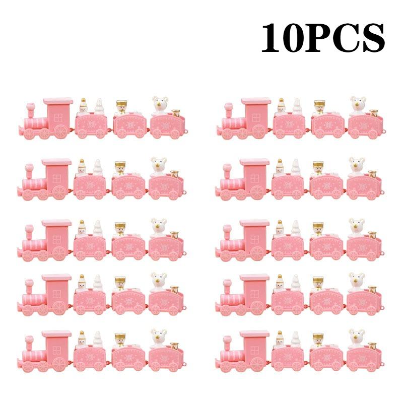 1-10PCS Small Christmas Train Decoration Cute Mini Ornament for Holiday Cake Topper Party Display and Festive Children Gift