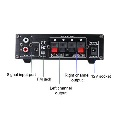 AS-22 12Volt Compact Size Audio Power Amplifier Portable Sound Amplifier Speaker Amp for Car and