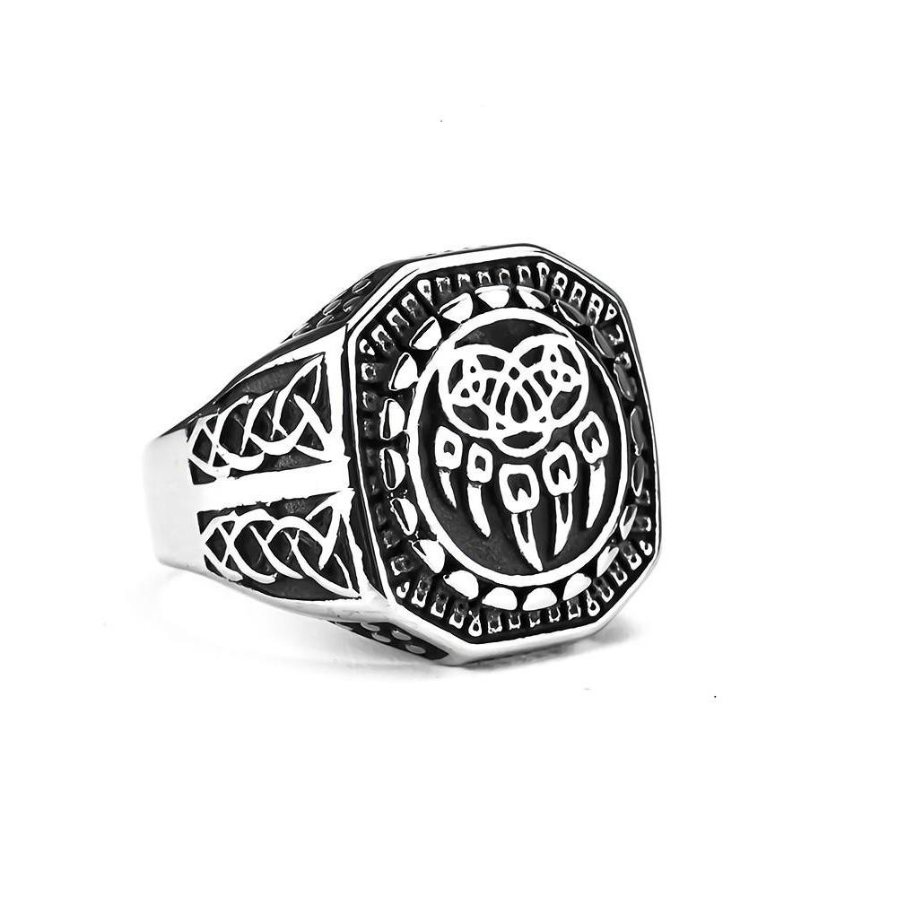Anello da Uomo Viking Style Artiglio d'Orso Celtico Acciaio Titanio Massiccio Accessorio di Moda