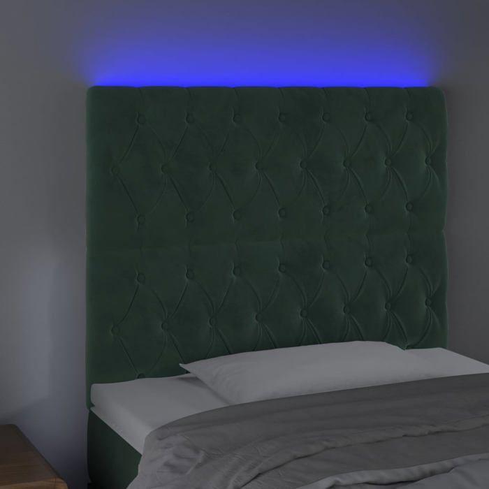VidaXL Tête de Lit à LED Meuble de Chambre à Coucher Accessoire de Lit Simple Tête de Cadre de Lit Intérieur Vert Foncé 3122805