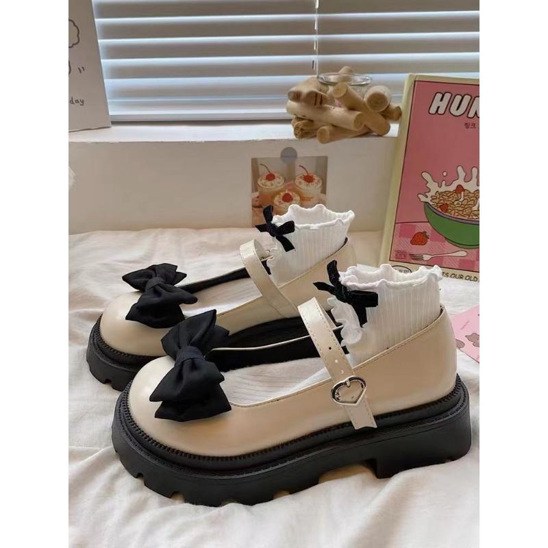 Mary Jane Small Leather Shoes Summer Women's Platform Big Head Shoes Sweet and Cool Versatile Thin Bow Single Shoes
