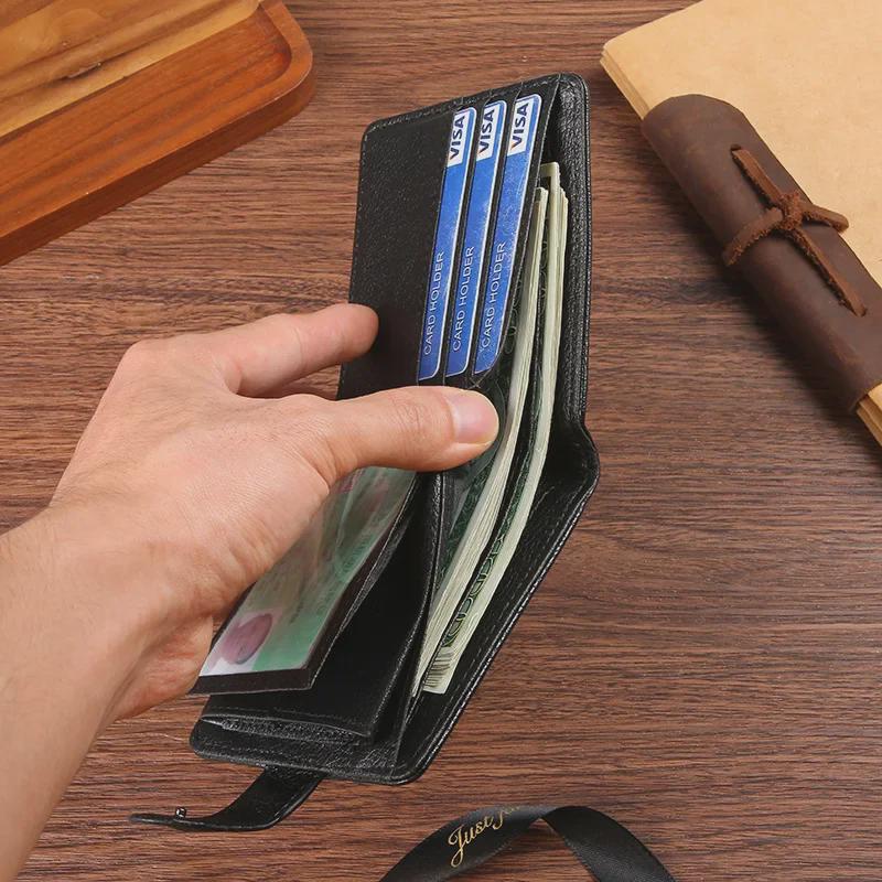 Men's Short PU Leather Wallet with Zipper, Buckle, and Multiple Card Slots