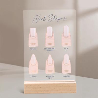 Acryl-Nagelformen Display-Board, Statisches Kunstwerk-Schild für Salon-Thekendekoration, Mannequin-Fingerspitzen & Nagelform-Identifikationsleitfaden