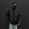 Winter Hooded Puffer Jacket With Detachable Faux Fur Collar Short PU Leather Coat Men Women Couples