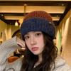 Autumn and winter color matching wool hat female winter couple cold-proof knitted hat versatile thermal ear protection hat shopping cold hat