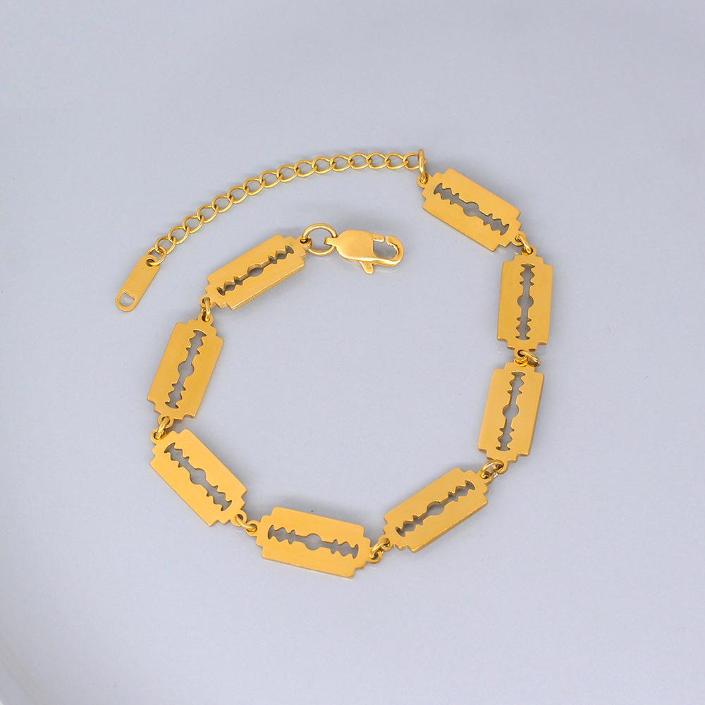 Retro Geometric Blade Bracelet - Titanium Steel Hip Hop Style for Men