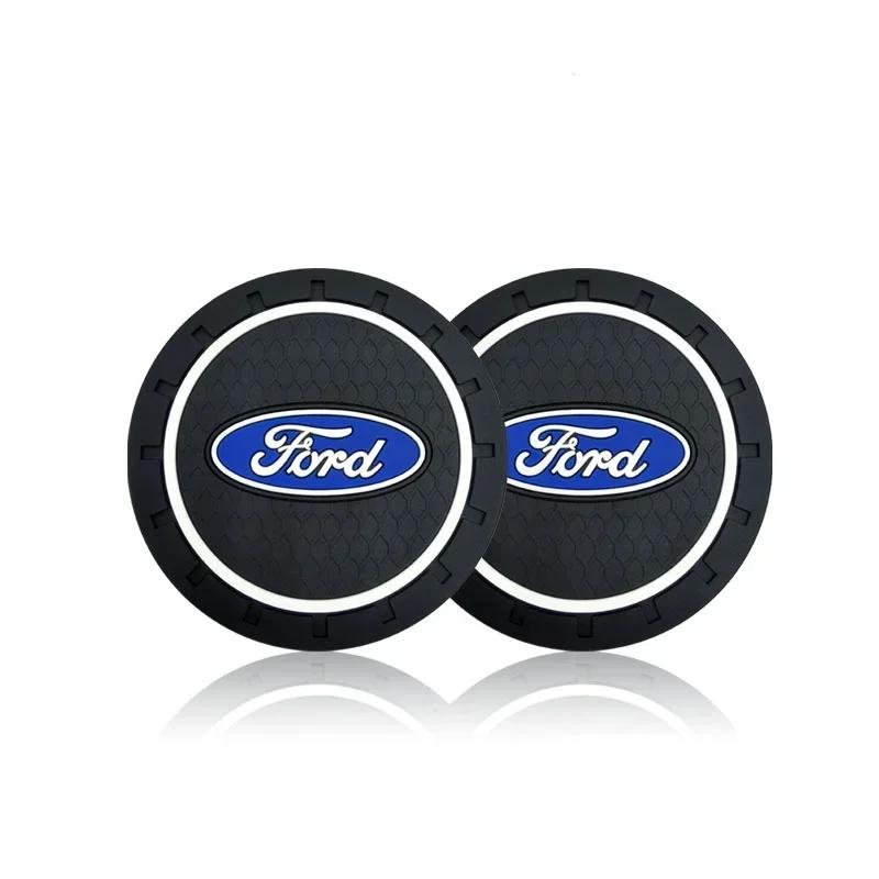 Car Sticker 1/2pc Car Heat-resisting Coaster Silica Gel Water Cup Slot Dirt Pad For Ford Mustang 2.3T Shelby GT350 GT500 GT 2015
