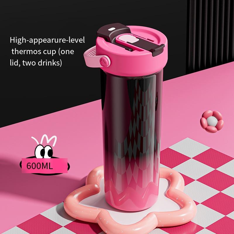 1PC Thermos Cup for Girls, High Value and Large Capacity Water Cup, Portable Ice Cup, Coffee Straw Cup