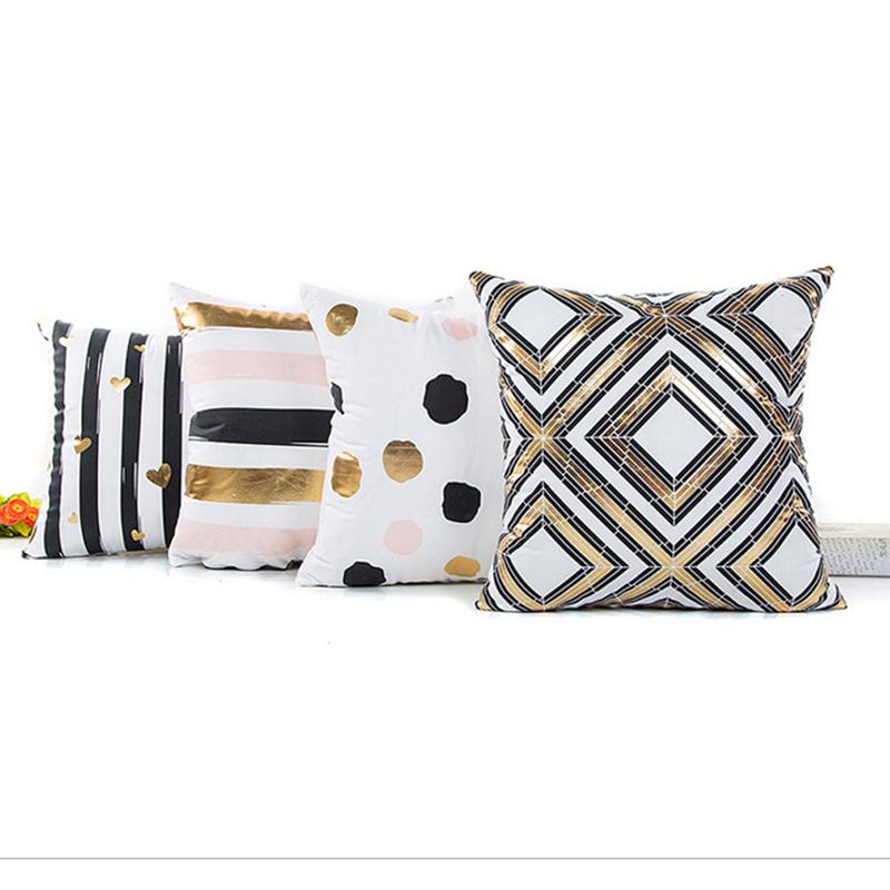 Geometry Bronzing Pillowcase Cover Strip Pillows Cases Bedroom Home Decorative Throw Pillowcases