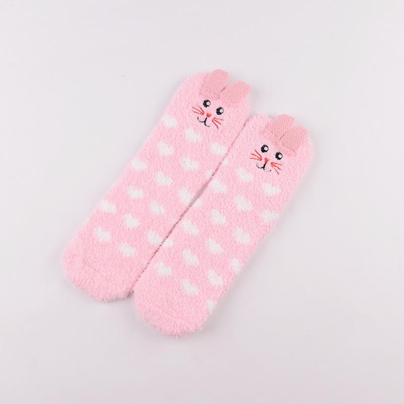 Winter Explosion Coral Fleece Women'S Socks Three-Dimensional Cartoon Terry Socks, Thickened Christmas Socks, Japanese Floor Socks