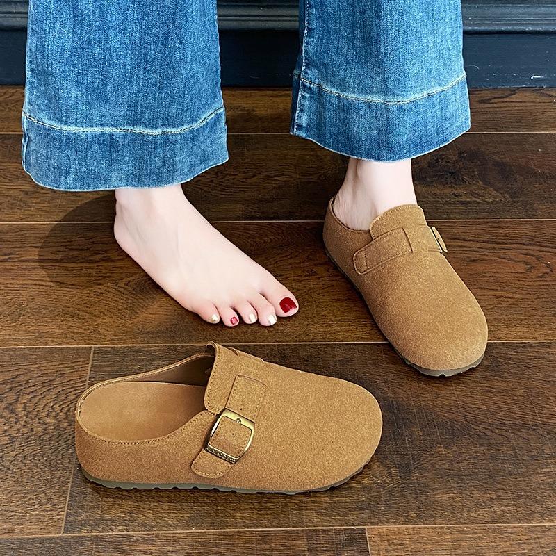 Thick-soled inner height increase, one pedal, baotou, half slippers, women's spring outer wear new single shoes