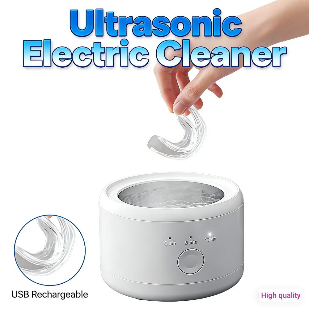 Ultrasonic Electric Braces Cleaning Box One-Touch Operation Automatic Cleaning Device USB Rechargeable for Watches Glass Rings
