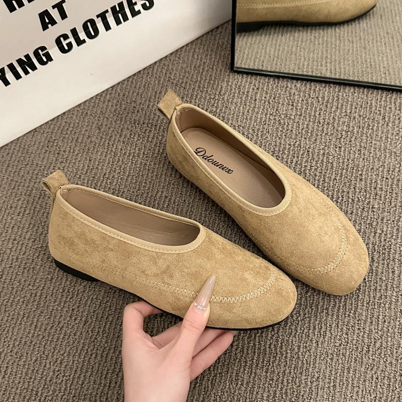 2025 Frühling neue lässige flache Damenschuhe mattes Leder Ein-Pedal-Fußbedeckung weiche Sohle vielseitig und bequem Mutterschaftsschuhe