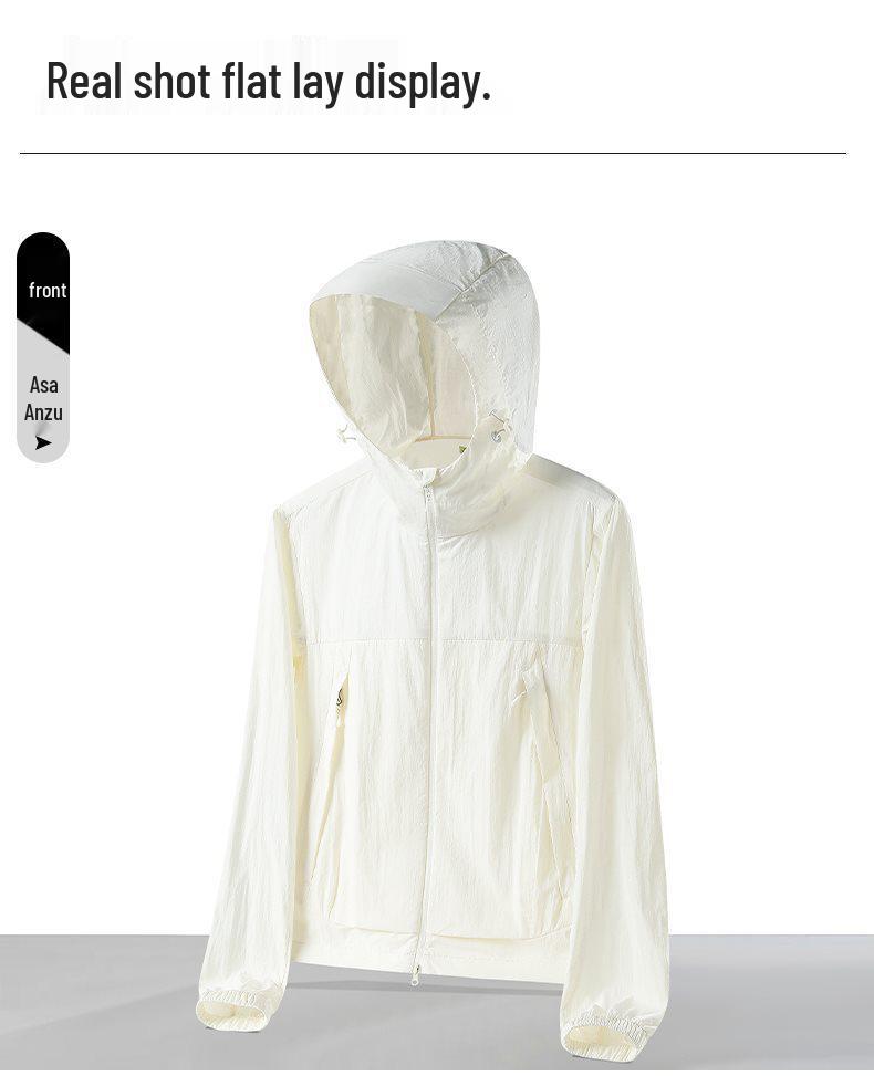 Women's Ultra-Light Ice Silk Sun Protection Windbreaker with Hood - Breathable, Windproof, and Skin-Friendly