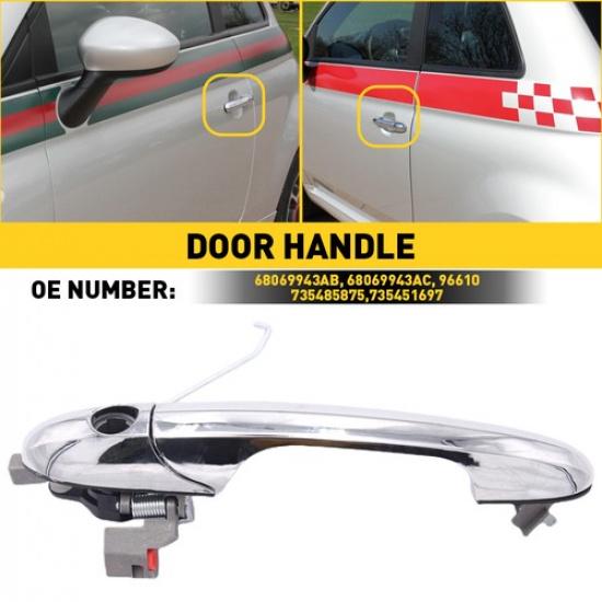 Front Driver Left Side LH Chrome Exterior Door Handle for Fiat 500 2012 13 -