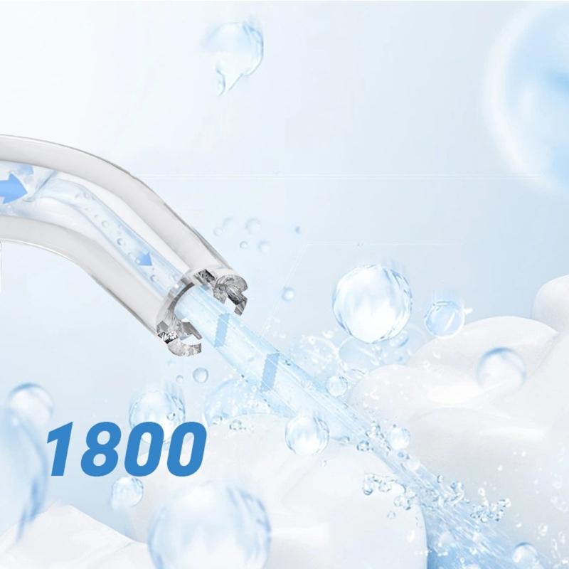 Munddusche Tragbar Zahnwasserstrahler USB Wiederaufladbar Wasserstrahl-Zahnreiniger mit 3 Düsen 200ml IPX7 1800 U/min