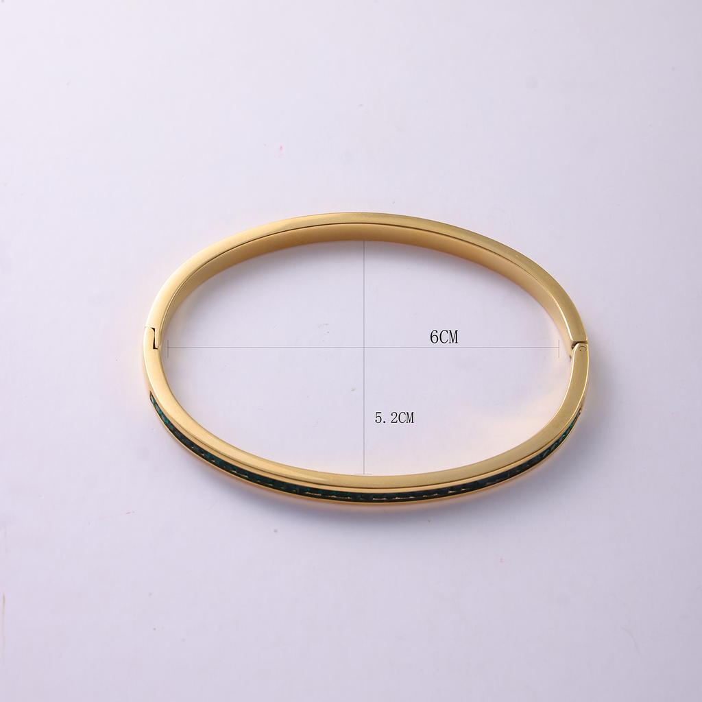 High Quality Gold Plated Stainless Steel Colorful Crystal Cz Baguette Wrist Bracelet Bangle Jewelry For Women
