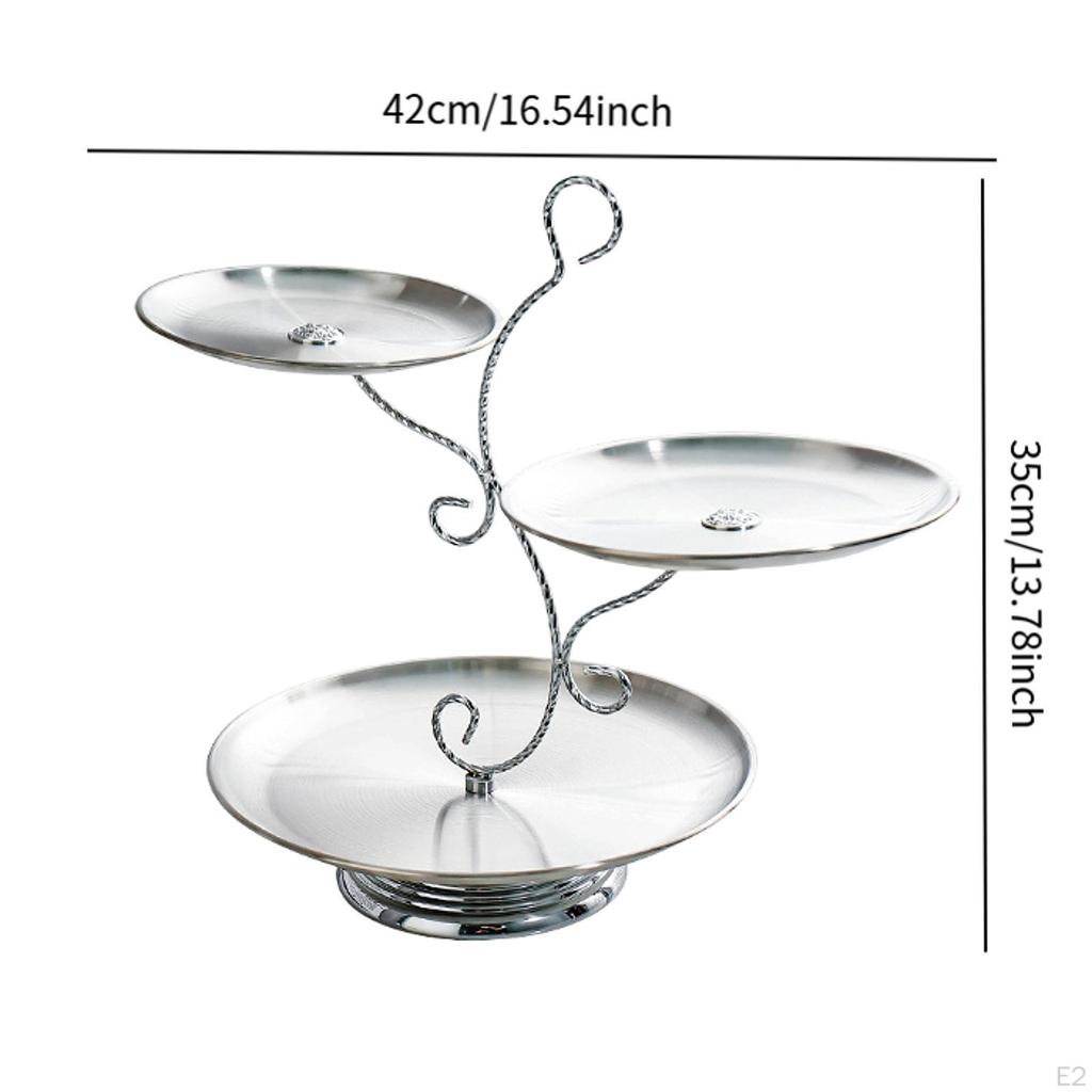 Cupcake Stand Pastry Serving Tray 3 Tier Modern Stainless Steel Dessert Snack for