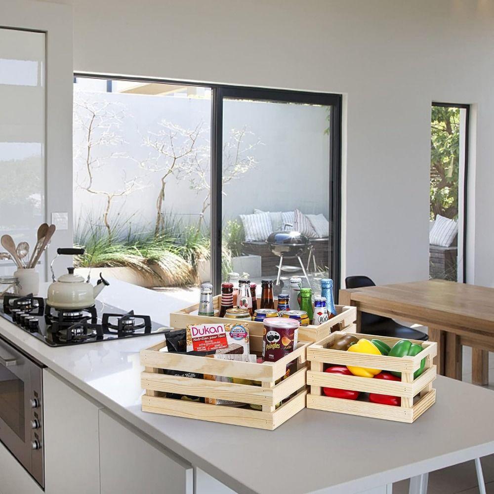 Handcrafted Storage Boxes Handle Storage Container Wood Nesting Storage Crates Office