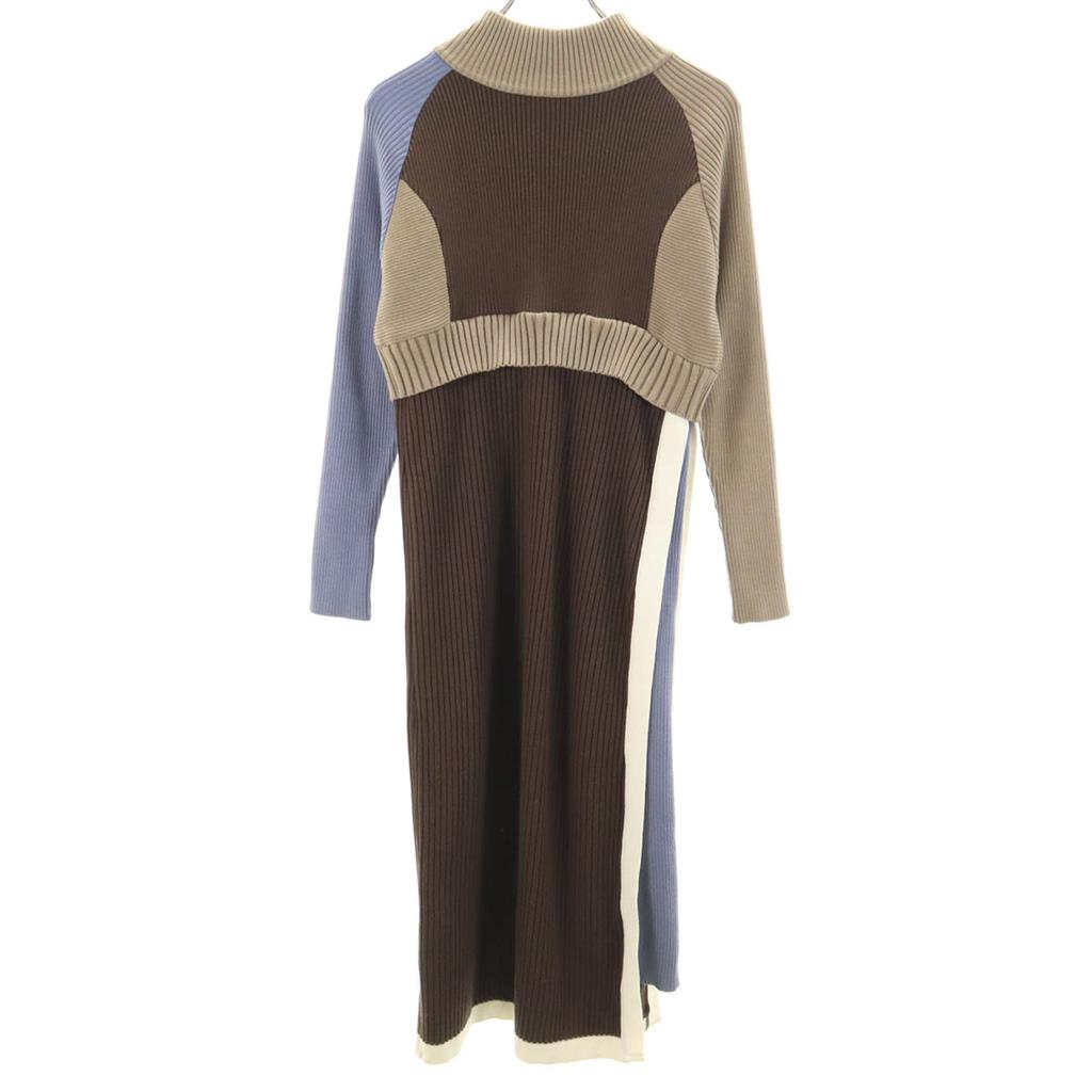 A+ TOKYO Made In Japan Long Sleeve Knit One Piece 1 Brown Women Used