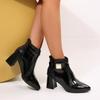 Women  New Summer Sexy Ankle Boots Pointed Toe High Heels Shoes Chunky Heels Spring Zipper Short Boots  De Mujer