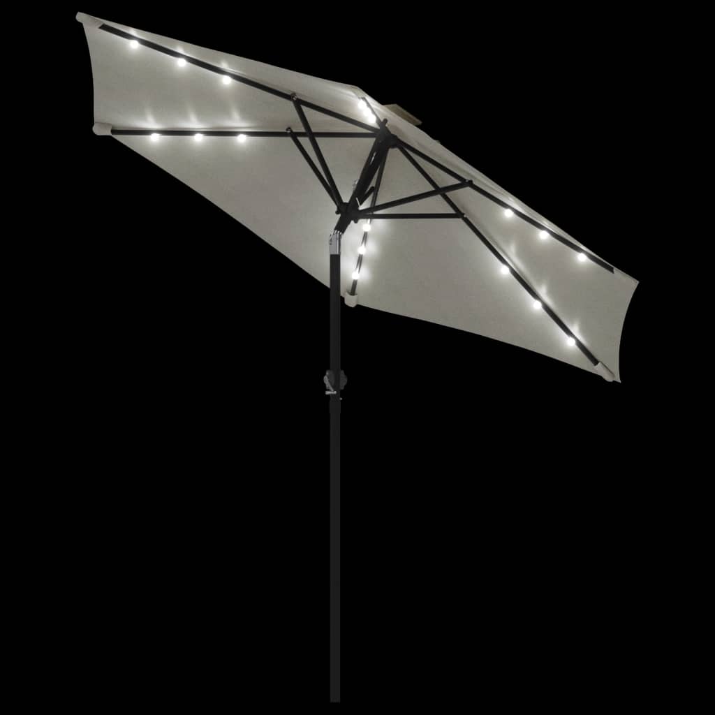 LED Sun Umbrella with Steel Pole White 225 x 225 x 212 cm
