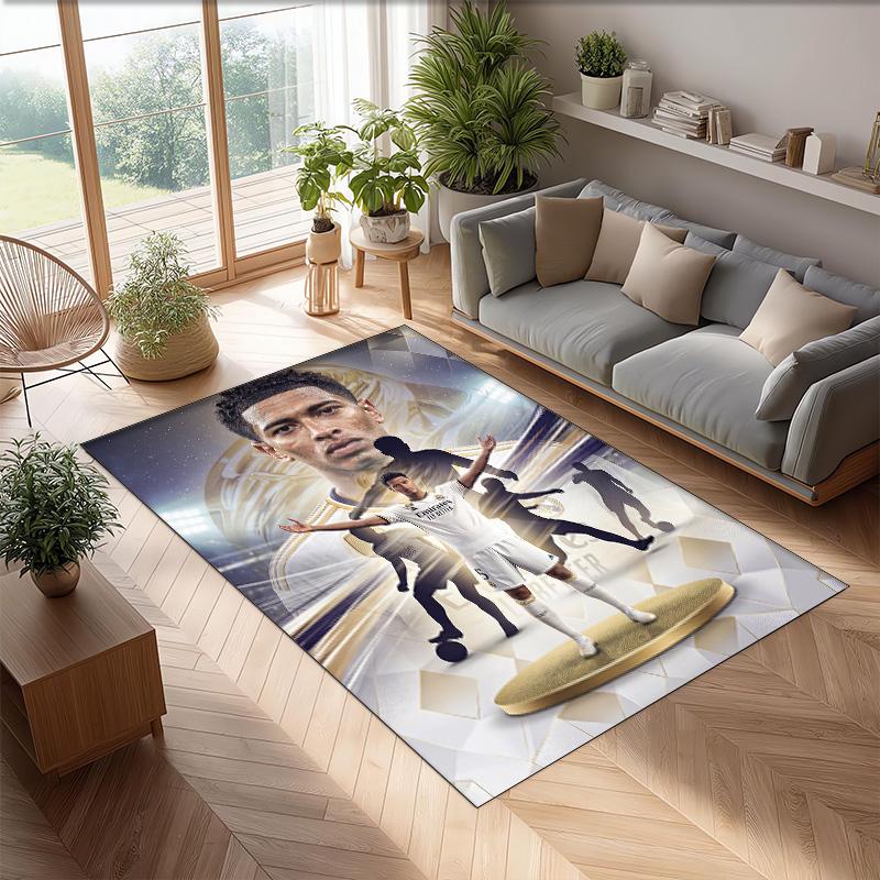 Tappeto Morbido per Area con Motivo Calcio Jude Bellingham Antiscivolo Tappeto per Pavimento Interno Tappetino Decorazione Sportiva per Camera da Letto