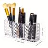 Drill Pattern Three Compartments Makeup Brush Organizer Acrylic Transparent Pencil Holder Desktop Eyebrow Pencil Lipstick Storag