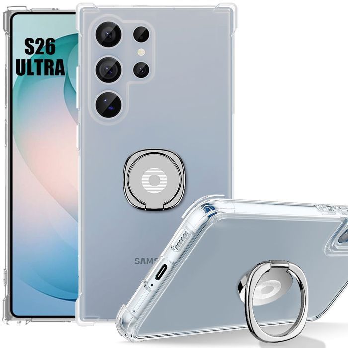 Coque Silicone - BOOLING - pour Samsung Galaxy S26 Ultra - Antichoc avec Support Argenté Réglable