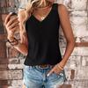 Summer Women's Back Hollow Lace Solid Colour V-Neck Vest Tank Top