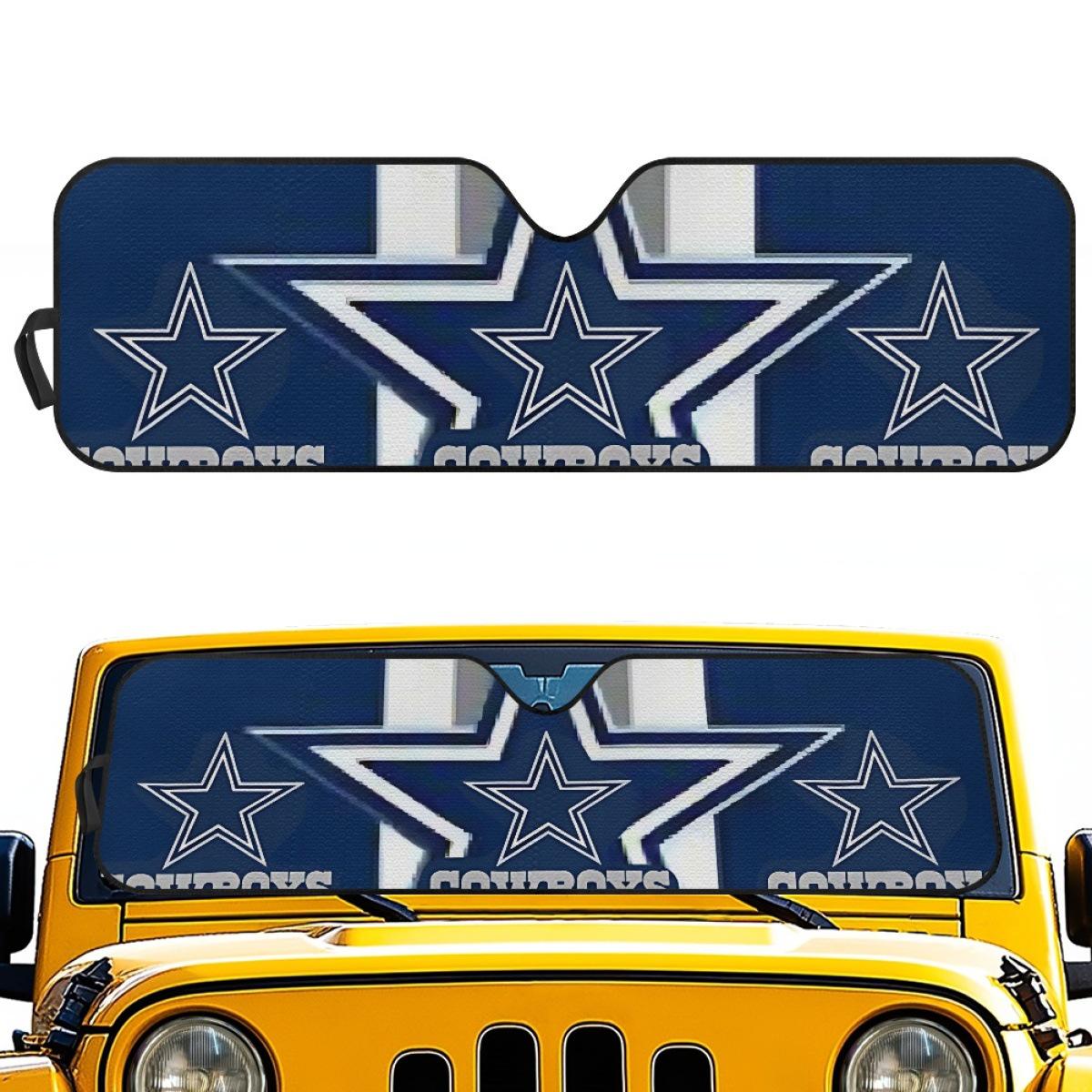 

Dallas Cowboys Front Windshield Sunshade Heat Insulation with Team Logo - Aluminum Foil Sun Blocker.
