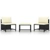 Day and Night - Day and Night 3-piece Garden Sofa Set and Black Synthetic Rattan Cushions